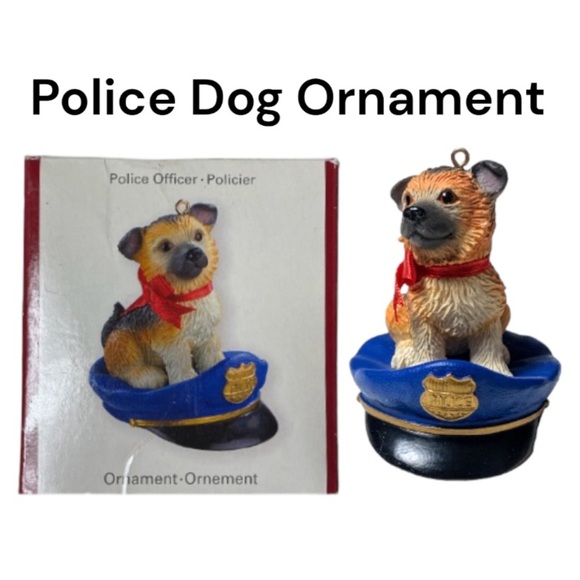 Heirloom American Greetings Police Officer Dog Hat Christmas Ornament - Picture 1 of 16